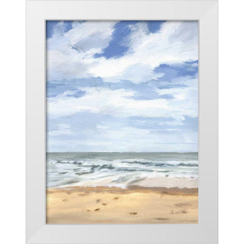 Walk on the Beach II White Modern Wood Framed Art Print by Munger, Pamela