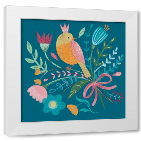 Royal Birds IV Blue White Modern Wood Framed Art Print by Zaman, Farida