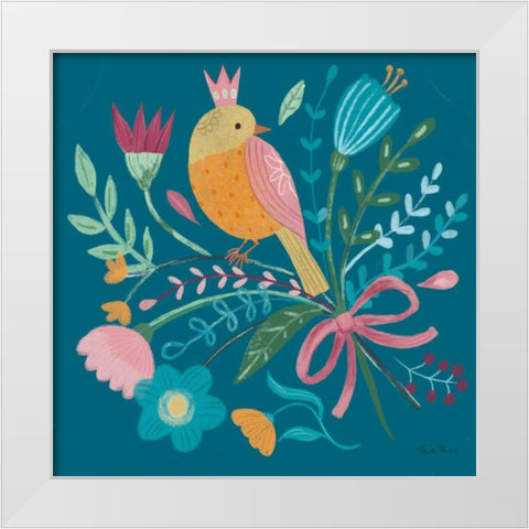 Royal Birds IV Blue White Modern Wood Framed Art Print by Zaman, Farida