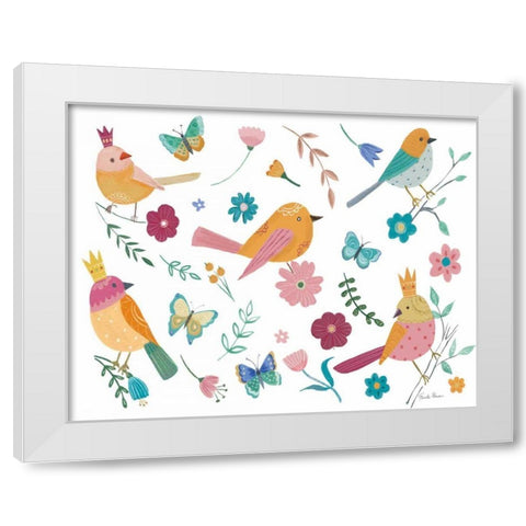 Royal Birds I White White Modern Wood Framed Art Print by Zaman, Farida