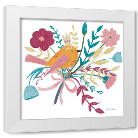 Royal Birds II White White Modern Wood Framed Art Print by Zaman, Farida