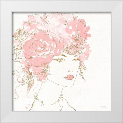 Floral Figures I Pink Gold Sq White Modern Wood Framed Art Print by Tavoletti, Anne