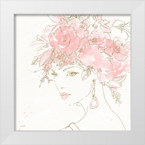 Floral Figures II Pink Gold Sq White Modern Wood Framed Art Print by Tavoletti, Anne