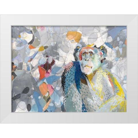 Abstract Chimpanzee White Modern Wood Framed Art Print by Nai, Danhui