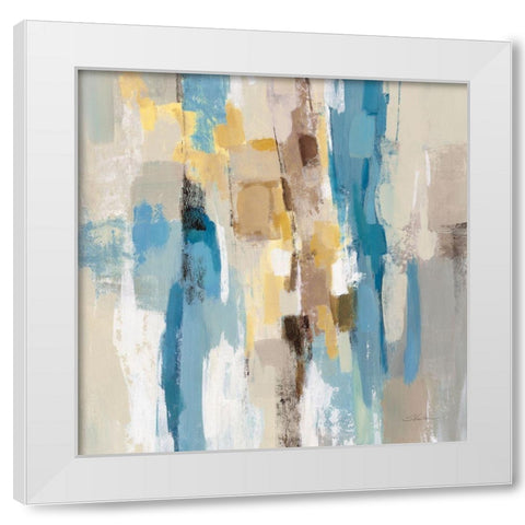 Steps on Sand I Navy Sq White Modern Wood Framed Art Print by Vassileva, Silvia