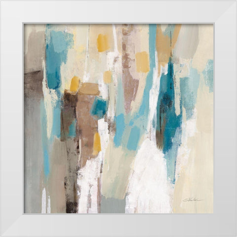 Steps on Sand II Navy Sq White Modern Wood Framed Art Print by Vassileva, Silvia