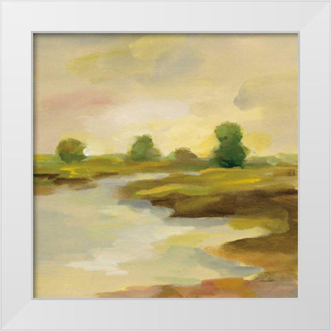 Chartreuse Fields I White Modern Wood Framed Art Print by Vassileva, Silvia