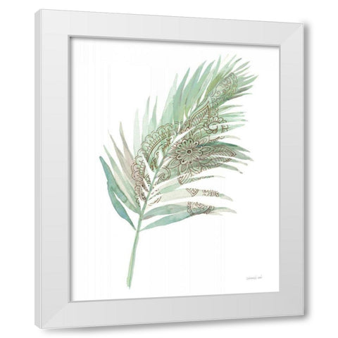 Boho Tropical Leaf III Green White Modern Wood Framed Art Print by Nai, Danhui