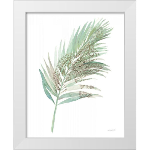Boho Tropical Leaf III Green White Modern Wood Framed Art Print by Nai, Danhui
