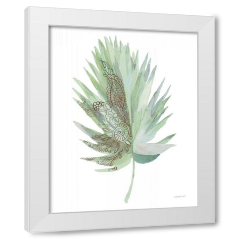 Boho Tropical Leaf IV Green White Modern Wood Framed Art Print by Nai, Danhui