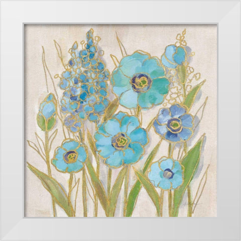 Opalescent Floral I Blue White Modern Wood Framed Art Print by Vassileva, Silvia