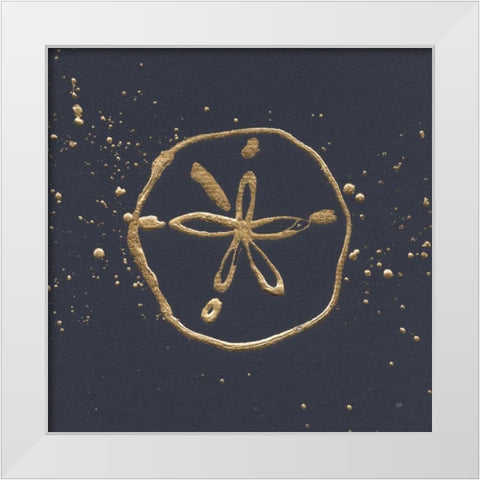 Gold Sand Dollar I White Modern Wood Framed Art Print by Paschke, Chris