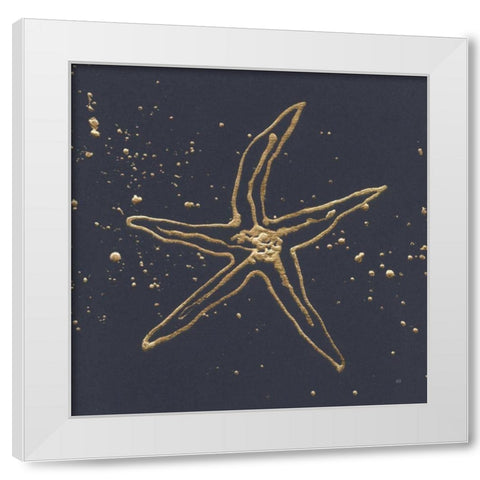 Gold Starfish II White Modern Wood Framed Art Print by Paschke, Chris