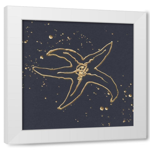 Gold Starfish III White Modern Wood Framed Art Print by Paschke, Chris
