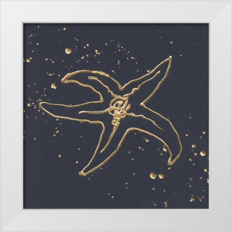 Gold Starfish III White Modern Wood Framed Art Print by Paschke, Chris