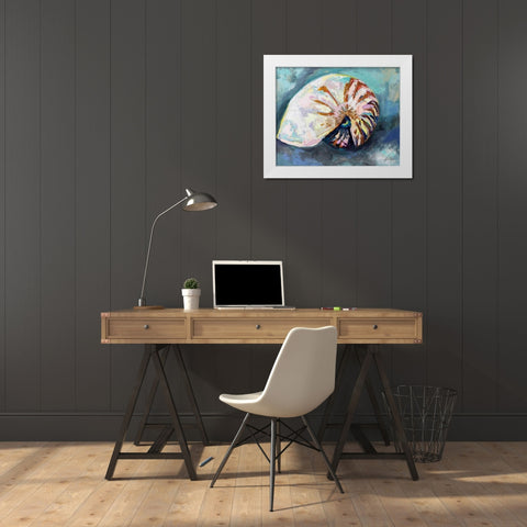 Nautilus Shell White Modern Wood Framed Art Print by Vertentes, Jeanette
