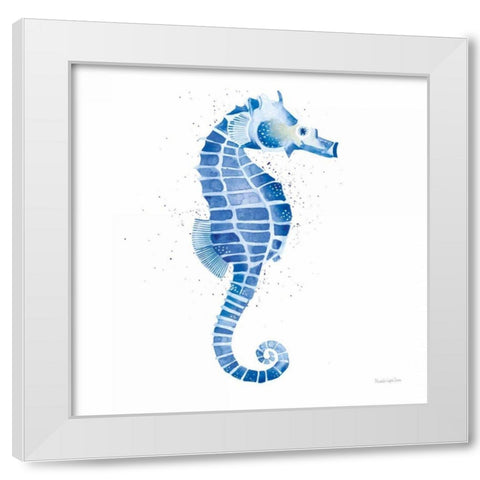 Seahorse White Modern Wood Framed Art Print by Charro, Mercedes Lopez