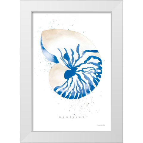 Nautilus White Modern Wood Framed Art Print by Charro, Mercedes Lopez