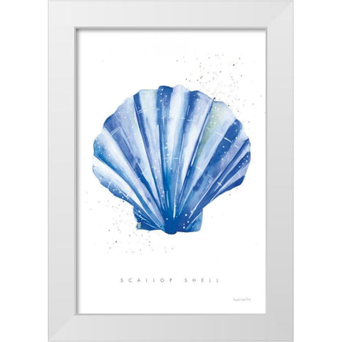Scallop Shell White Modern Wood Framed Art Print by Charro, Mercedes Lopez