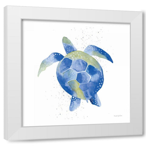 Sea Turtle White Modern Wood Framed Art Print by Charro, Mercedes Lopez