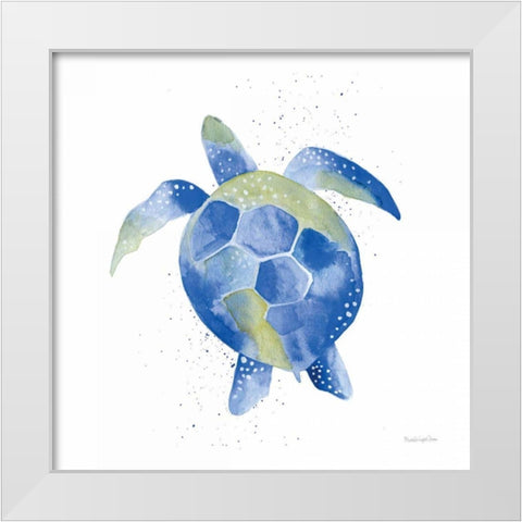 Sea Turtle White Modern Wood Framed Art Print by Charro, Mercedes Lopez