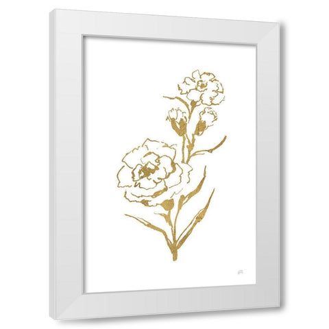 Gold Line Carnation III White Modern Wood Framed Art Print by Paschke, Chris