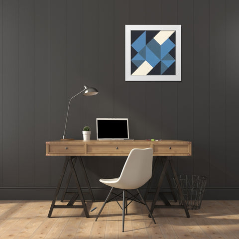 Triangles I White Modern Wood Framed Art Print by Schick, Mike