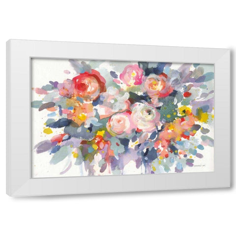 Bloom Burst White Modern Wood Framed Art Print by Nai, Danhui