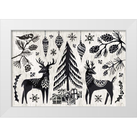 Woodcut Christmas I White Modern Wood Framed Art Print by Brissonnet, Daphne