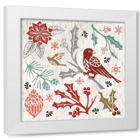 Woodcut Christmas IV Color White Modern Wood Framed Art Print by Brissonnet, Daphne