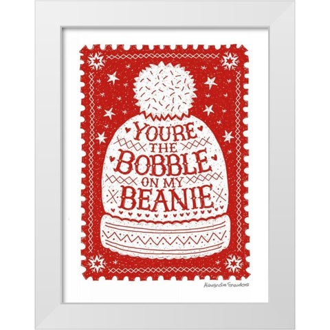 Bobble on My Beanie White Modern Wood Framed Art Print by Snowdon, Alexandra