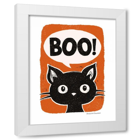 Boo Cat White Modern Wood Framed Art Print by Snowdon, Alexandra