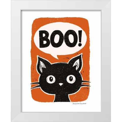 Boo Cat White Modern Wood Framed Art Print by Snowdon, Alexandra