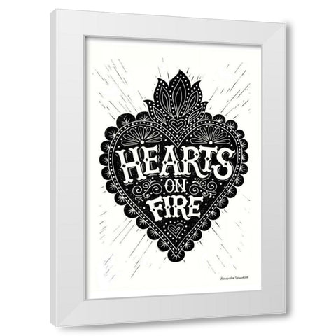 hearts.on.fire White Modern Wood Framed Art Print by Snowdon, Alexandra