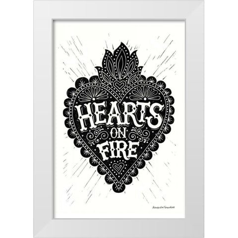 hearts.on.fire White Modern Wood Framed Art Print by Snowdon, Alexandra
