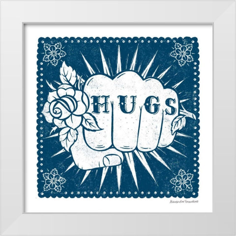 Hugs in Hand White Modern Wood Framed Art Print by Snowdon, Alexandra