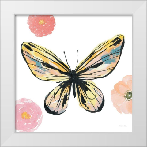 Beautiful Butterfly II Teal No Words White Modern Wood Framed Art Print by Miller, Sara Zieve