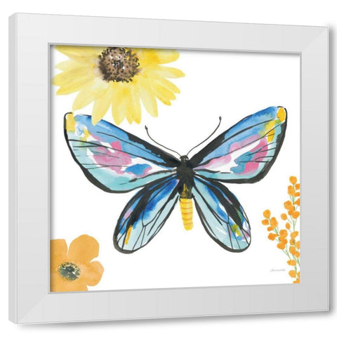 Beautiful Butterfly III Blue No Words White Modern Wood Framed Art Print by Miller, Sara Zieve