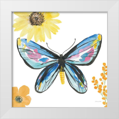 Beautiful Butterfly III Blue No Words White Modern Wood Framed Art Print by Miller, Sara Zieve