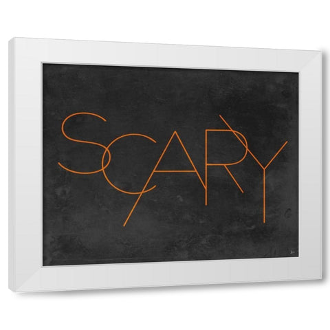 Haunted V White Modern Wood Framed Art Print by Aiken, Jess