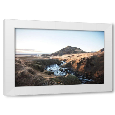 Above Skogafoss White Modern Wood Framed Art Print by Marshall, Laura