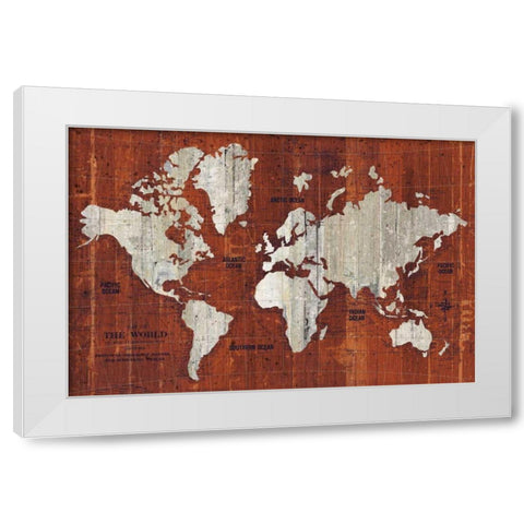 Old World Map Rust White Modern Wood Framed Art Print by Wild Apple Portfolio