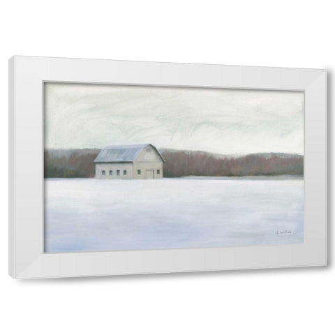 Winter Barn White Modern Wood Framed Art Print by Wiens, James