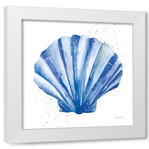 Scallop Shell Sq White Modern Wood Framed Art Print by Charro, Mercedes Lopez