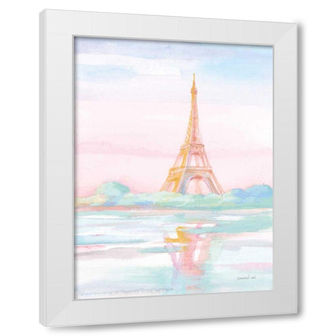 Pastel Paris V White Modern Wood Framed Art Print by Nai, Danhui