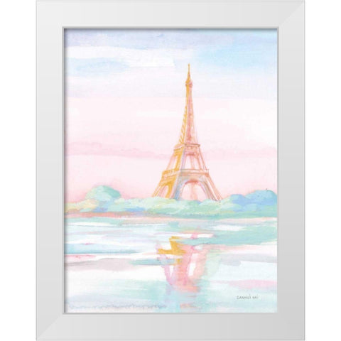 Pastel Paris V White Modern Wood Framed Art Print by Nai, Danhui