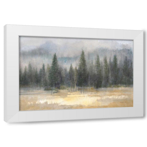 Misty Pines White Modern Wood Framed Art Print by Nai, Danhui
