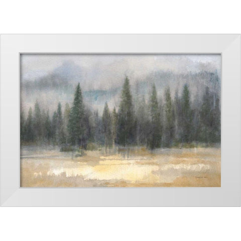 Misty Pines White Modern Wood Framed Art Print by Nai, Danhui