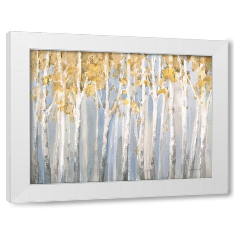 Golden Birches White Modern Wood Framed Art Print by Nai, Danhui