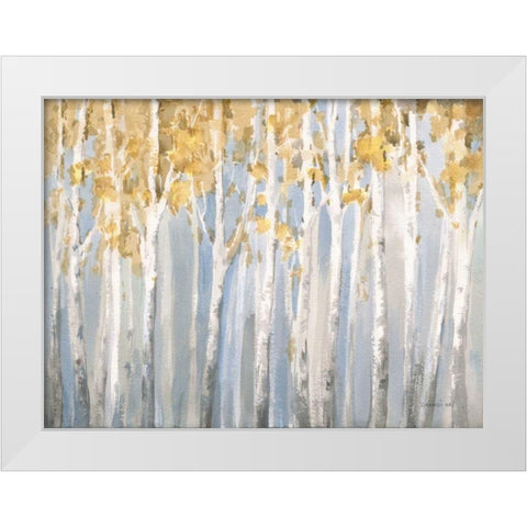 Golden Birches White Modern Wood Framed Art Print by Nai, Danhui